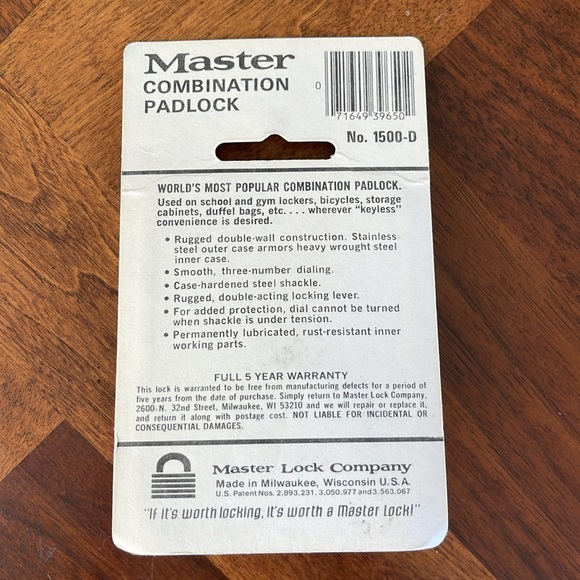 UNOPENED VINTAGE 90S MASTER COMBINATION STAINLESS STEEL CASE PADLOCK - Picture 2 of 6